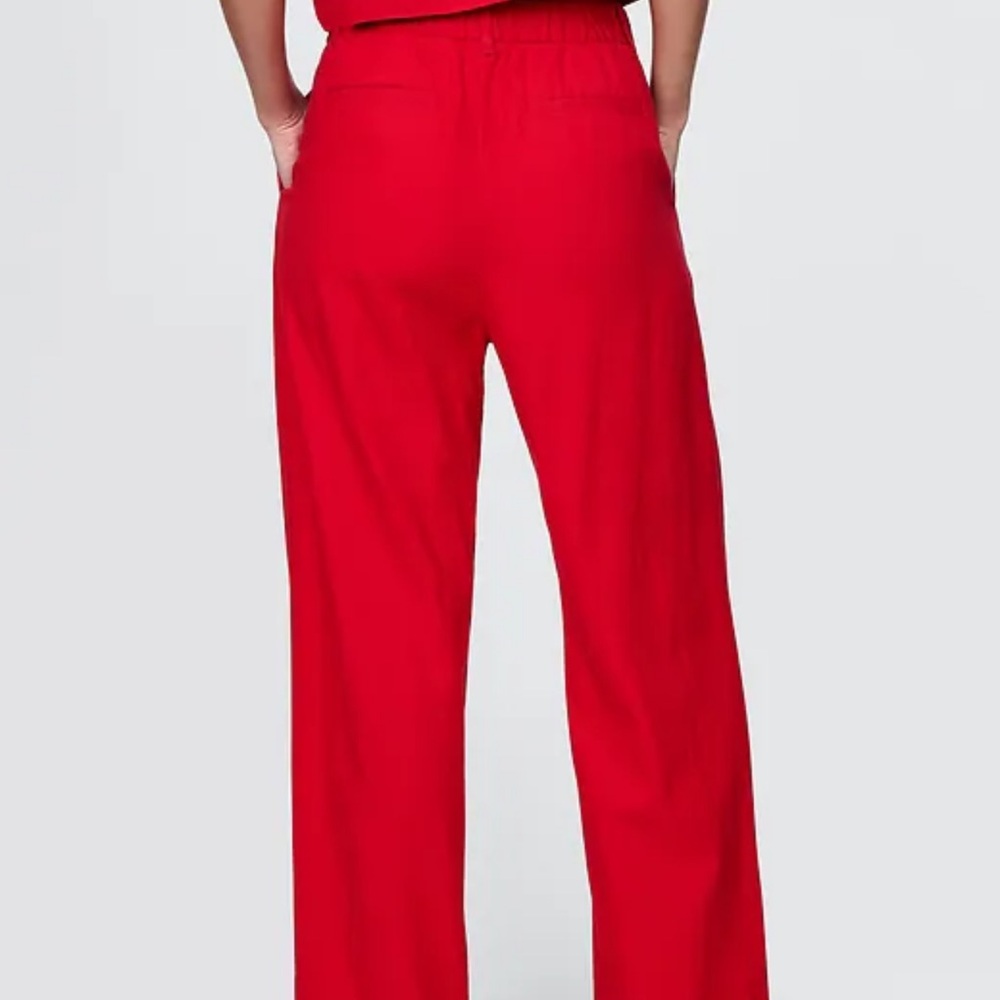 GAP Vibrant Red Wide Leg Linen Pants - Picture 4 of 8